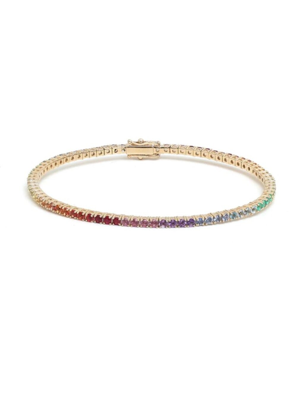 Ruby Rainbow Diamond 14K (Custom) Yellow Gold Gemstone Bracelet